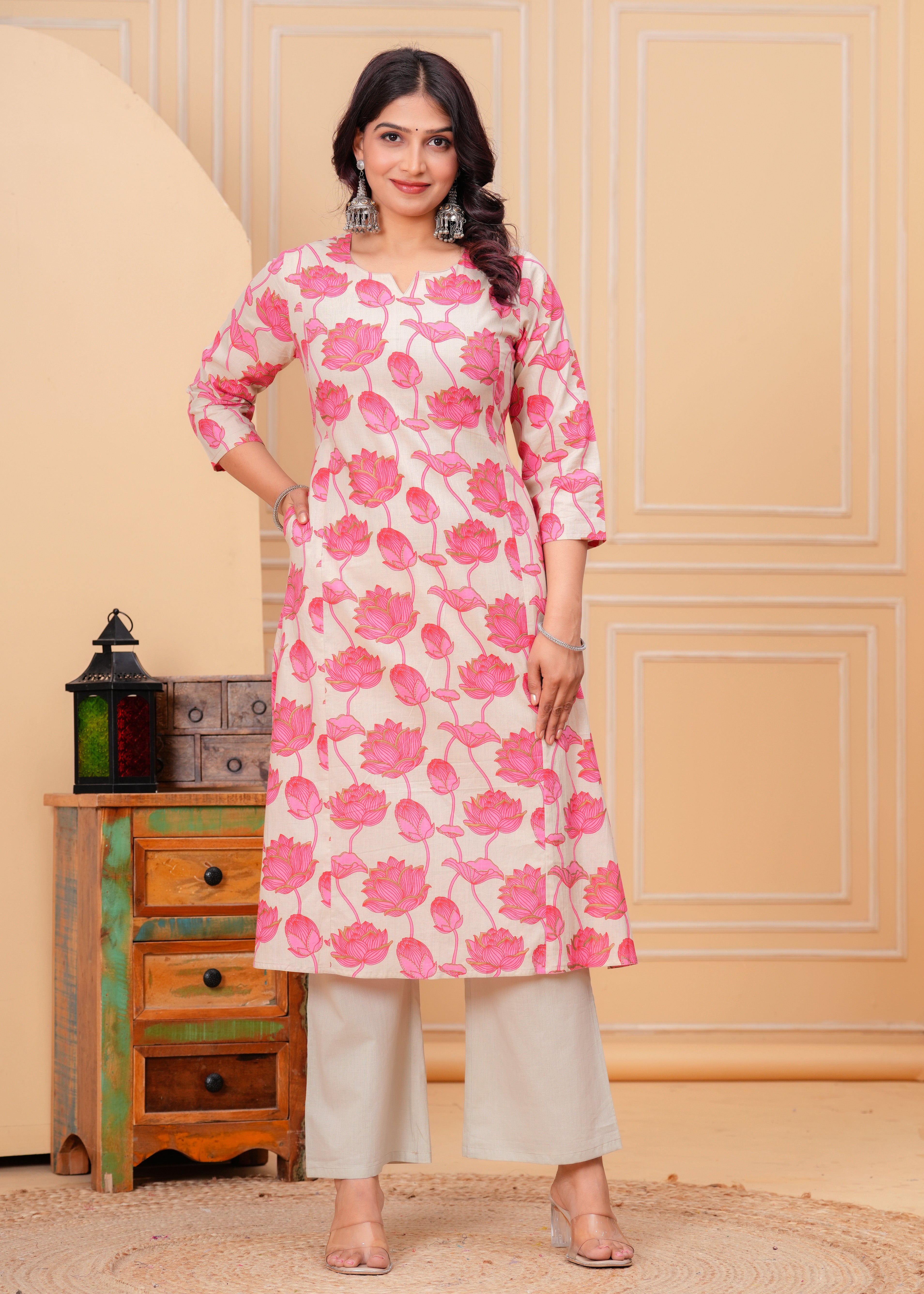 Blush Pink Cotton Dupatta Set